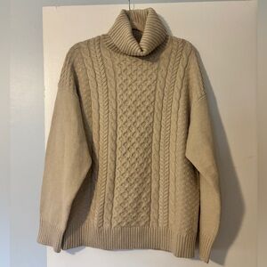OAK + FORT Beige Turtleneck Sweater, Size M